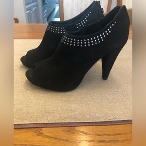 REPORT Black Faux Suede Peep-Toe Bootie - 7.5M